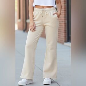 PINK Victoria's Secret beige wide leg sweatpants Pants